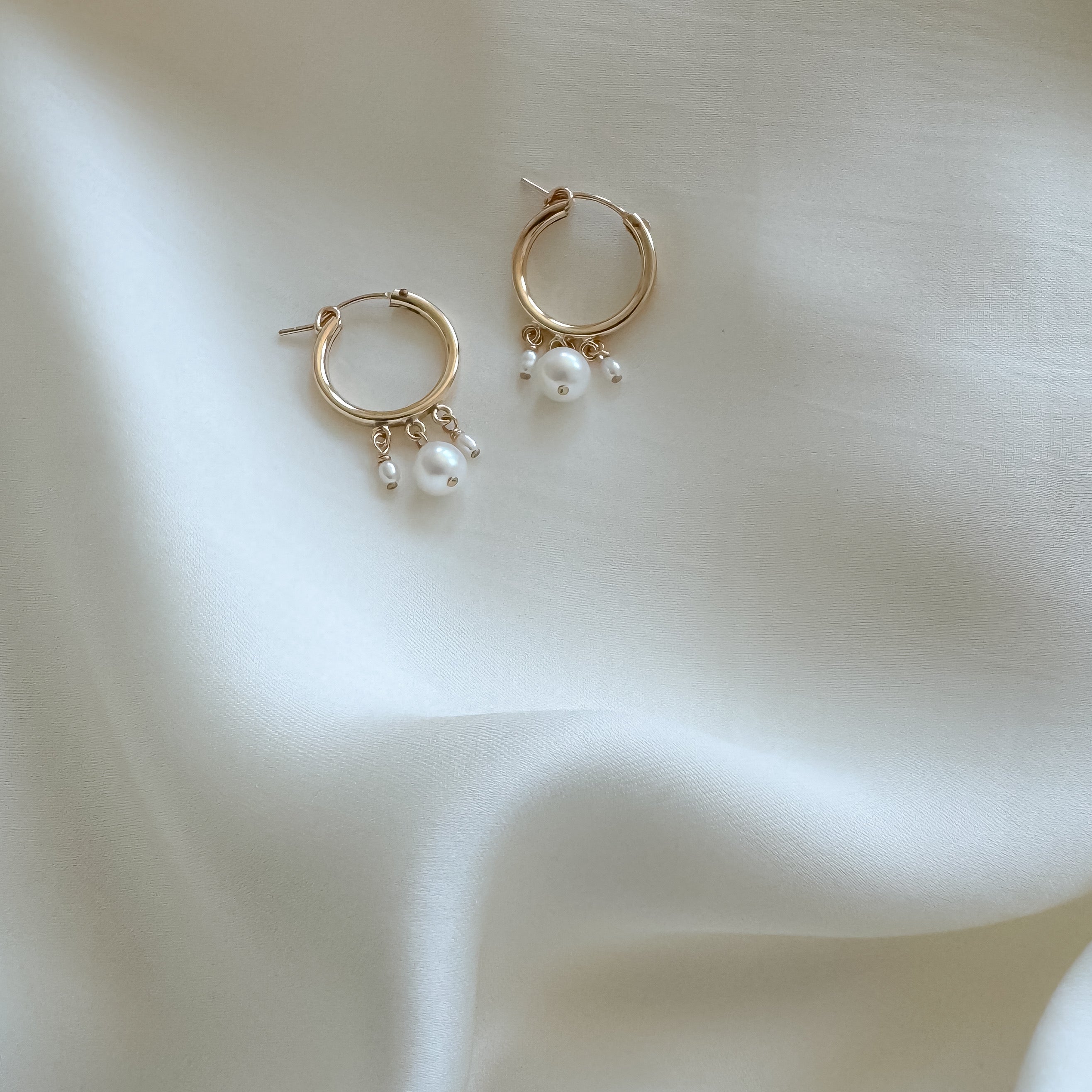 Triple Pearl Hoops