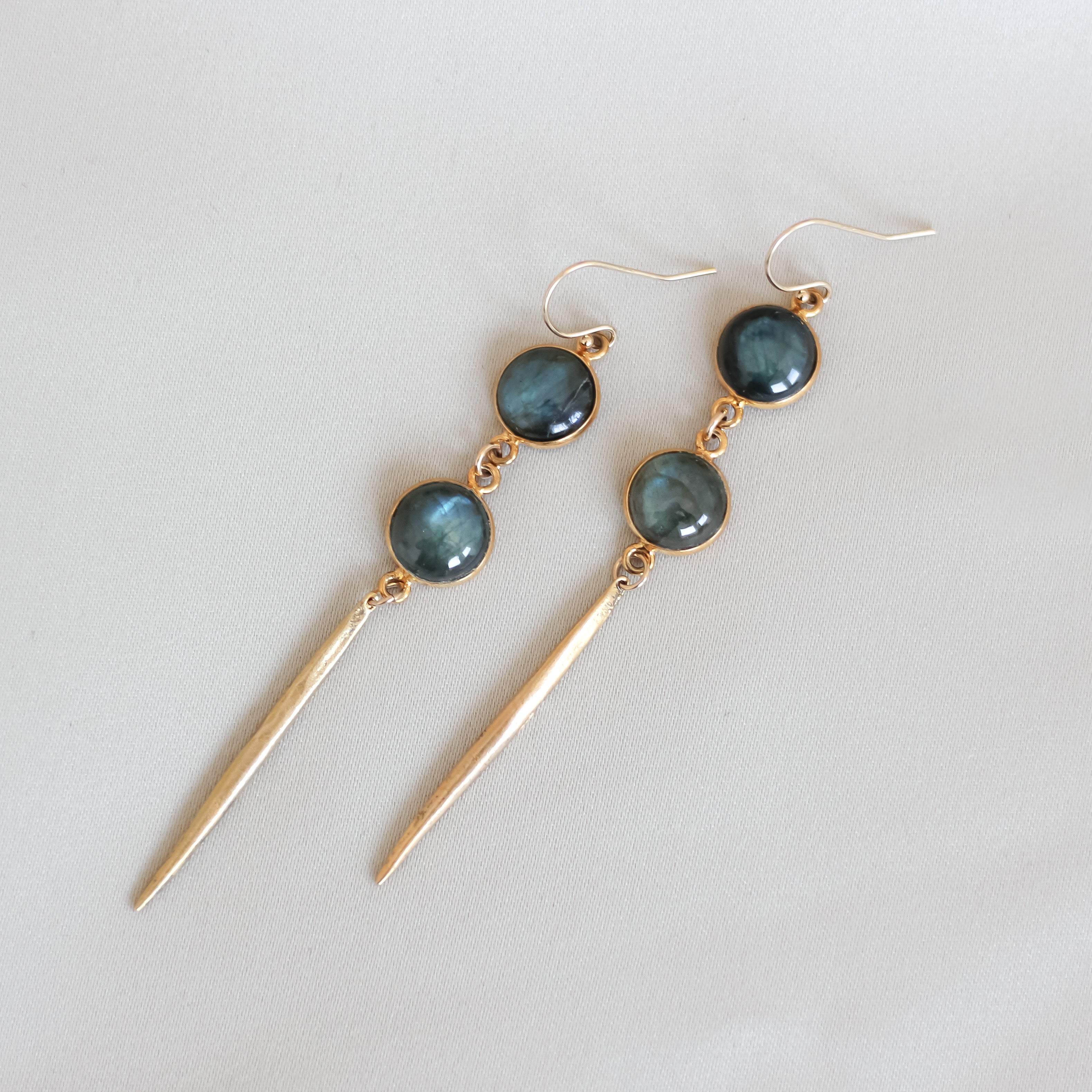 Double gem spike earrings