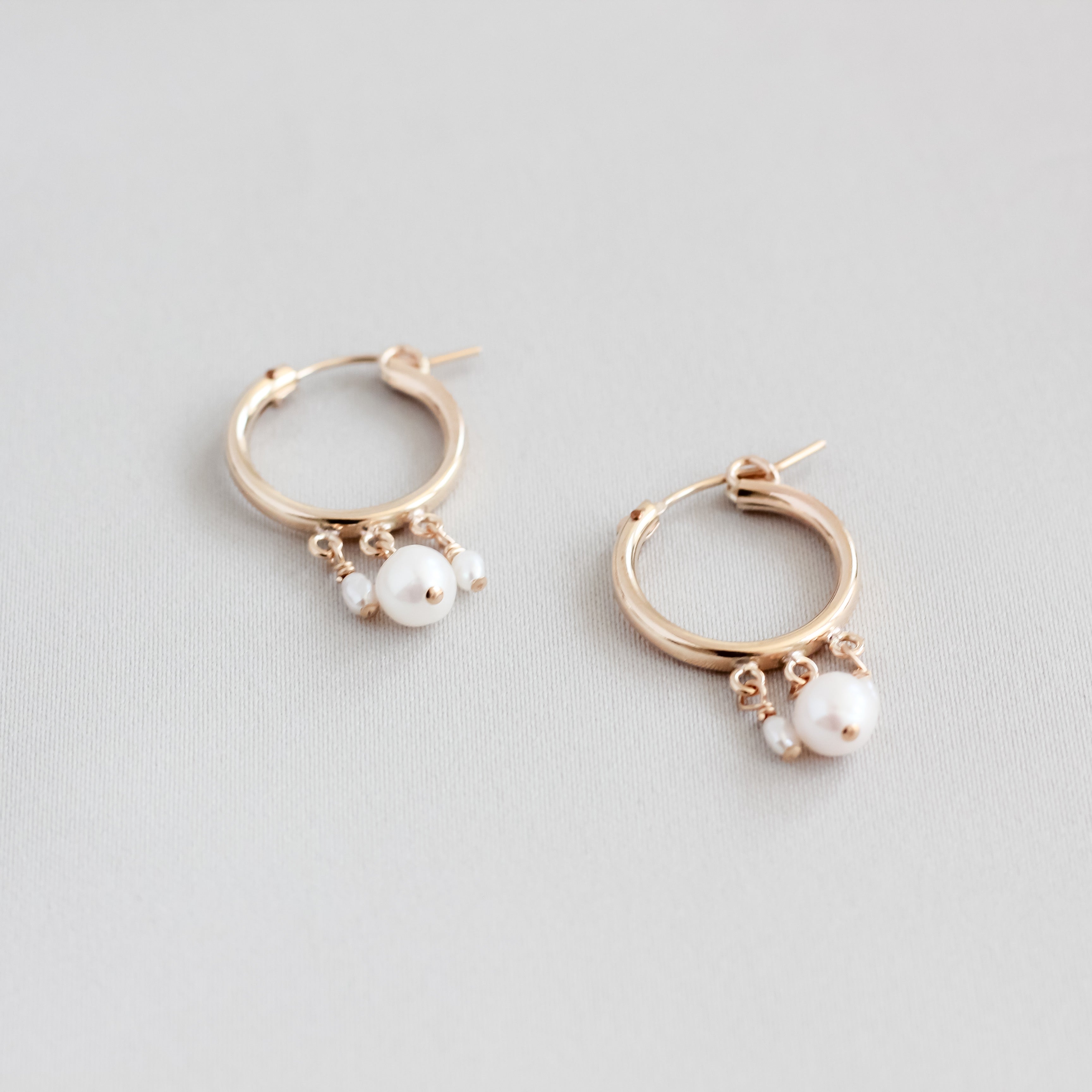 Triple Pearl Hoops