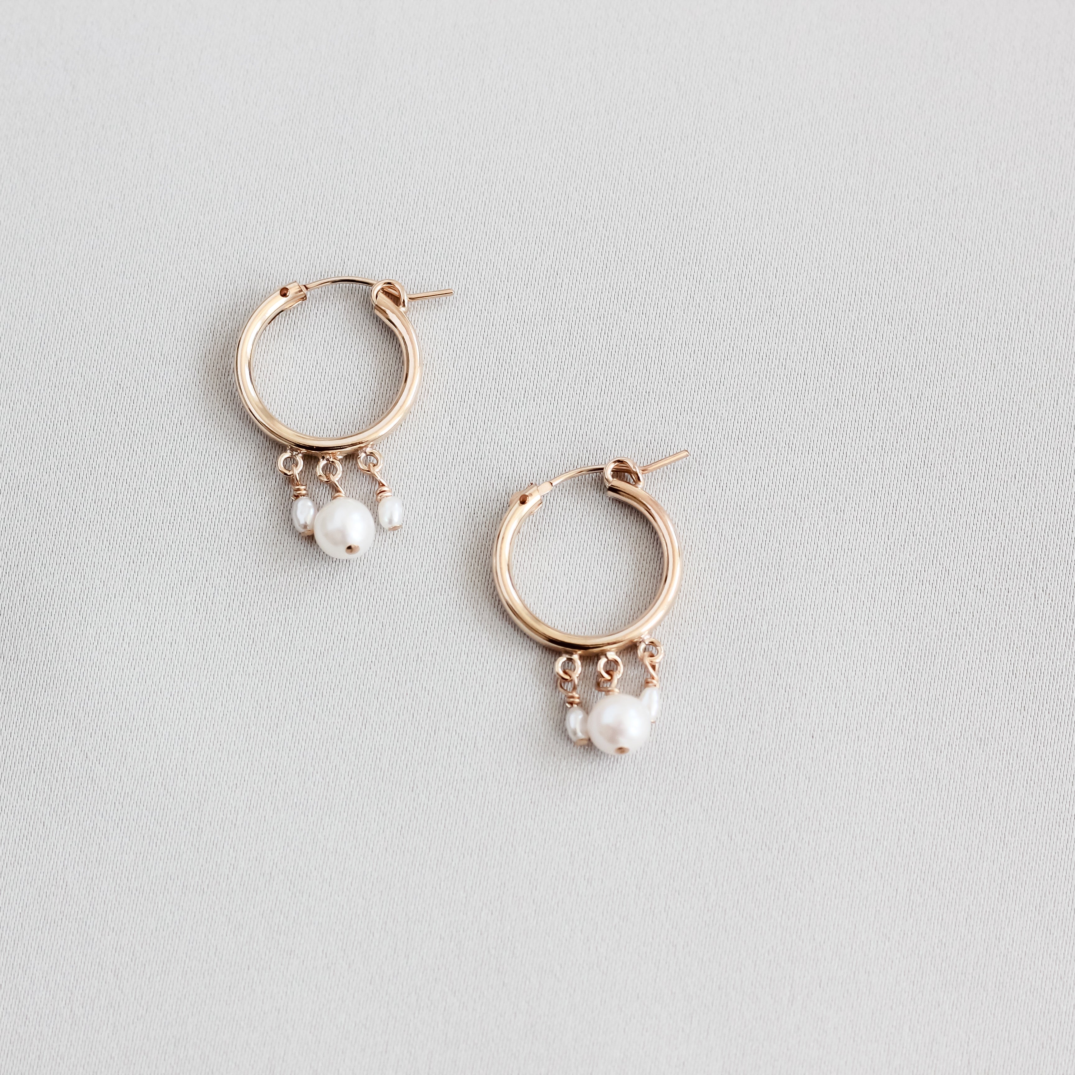 Triple Pearl Hoops