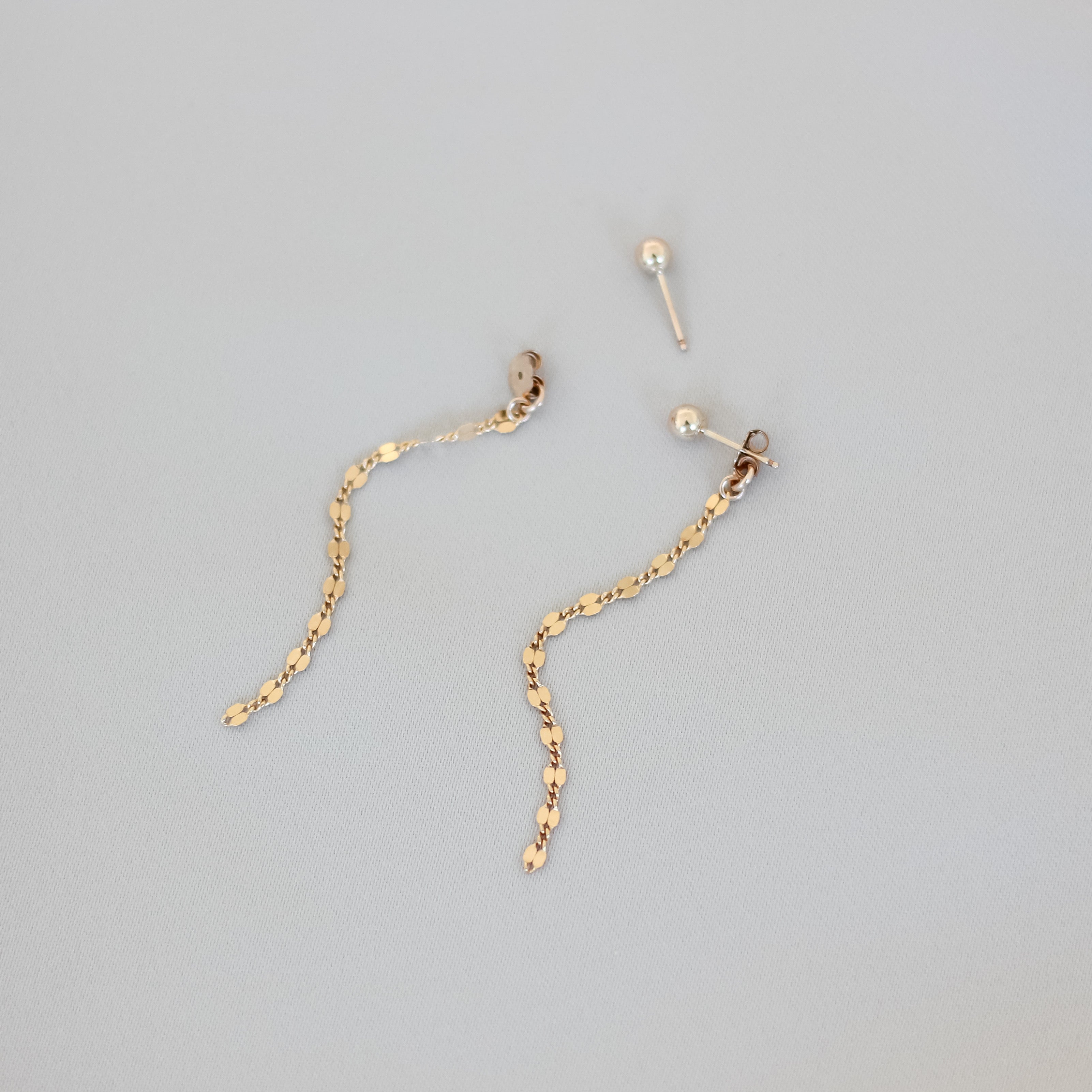 Ball stud chain earrings